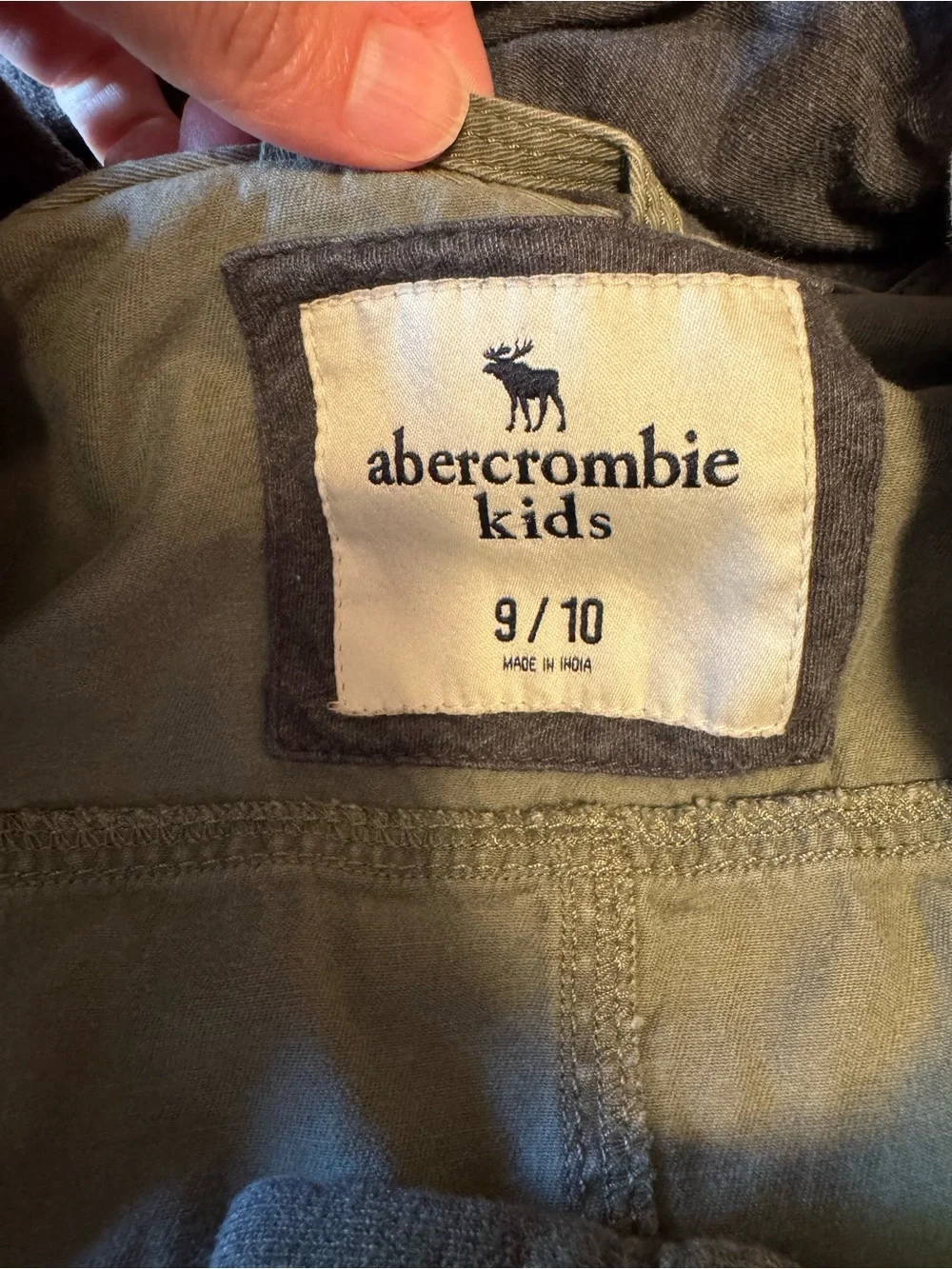 abercrombie kids Olive & Charcoal Hooded Jean Jacket